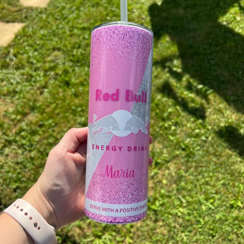 Personalised Pink R Bull 20oz tumbler with straw and lid Drinkware Plastic Reusable Stainless Bottle Steel Water Bottles Portable Washable Cup Mug Bottled 1