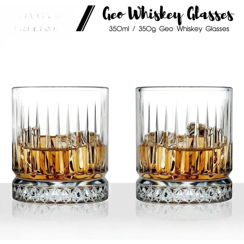 Whiskey Glasses | 350ml Whisky Glass | Set of 2 Whiskey Glasses | Whisky Tumbler for Scotch, Bourbon, Gin & Tonic & Negroni Cocktail | Whiskey Glassware Gift Set 2