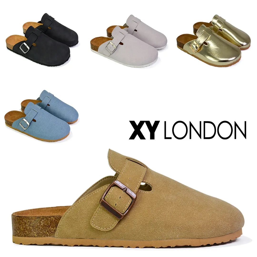 Savannah Womens Clogs Slider Ladies Casual Slip On Mule Flat Footbed Soft Cork Round Close Toe Shoes Size 3-8 Footwear