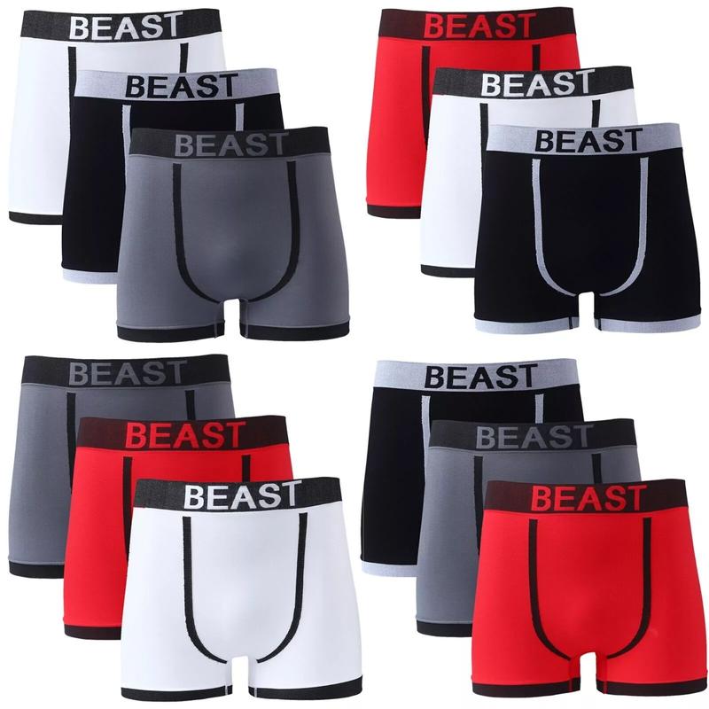 6 PAIRS MENS BOXER BEAST PLAIN SEAMLESS UNDERWEAR BOXERS SHORTS S-XL 0