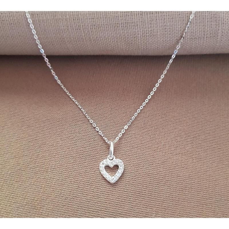 Mother of the Bride Heart Necklace with Cubic Zirconia in Sterling Silver 925, Personalised Jewellery Gift 4