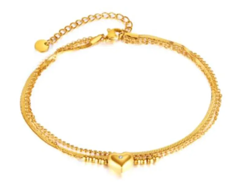 3 Layer Heart Shape Anklet 0