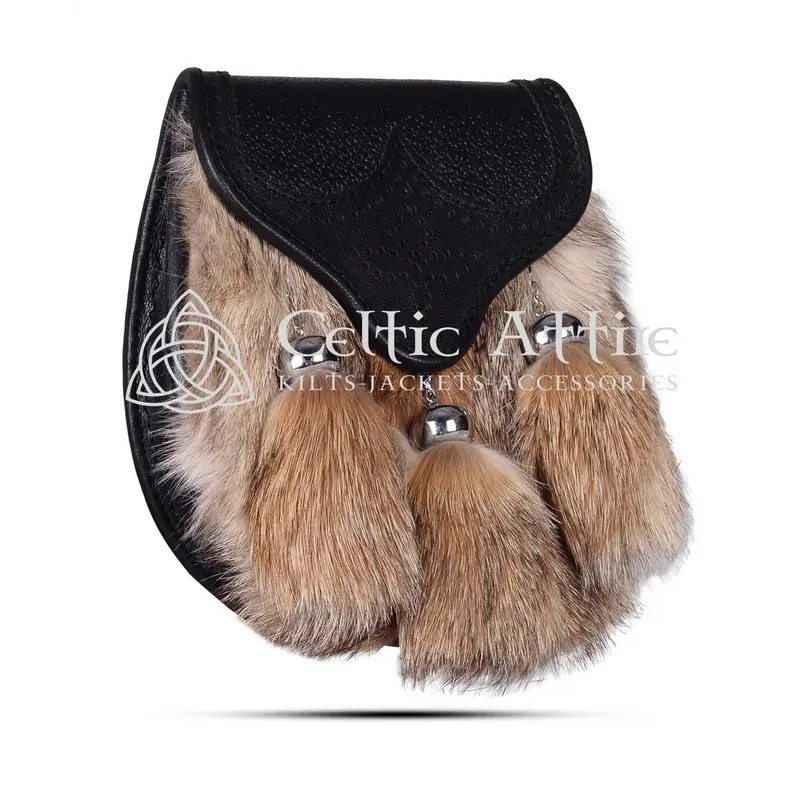 Coyote Fur Scottish Sporran - Scottish Semi Dress Sporran 1