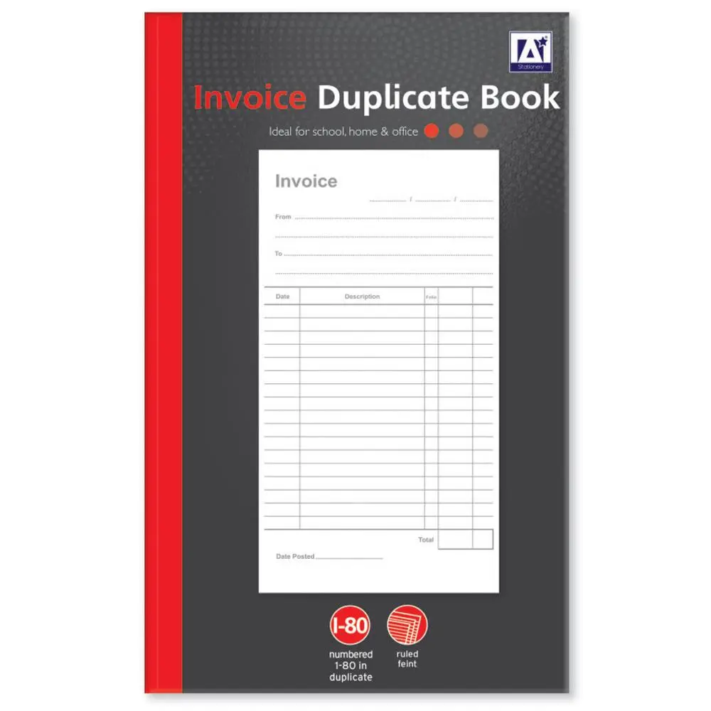 Streamline Your Business Finances with A5 Invoice Duplicate Book (1-80 pages) - Durable Construction and Convenient Size - Ideal for Small Businesses and Contractors