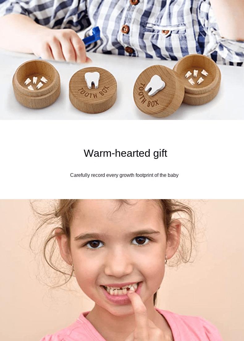 Product Introduction of 1PC Modern Minimalist Baby Teeth Box For Boys And Girls, Children's Teeth Collection Commemorative Box, Fetal Hair And Umbilical Cord Preservation Wooden Box Baby Shower Family Decorations Gifts 5