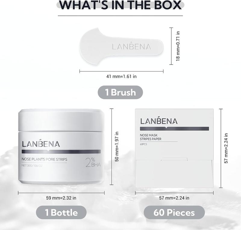 Product Introduction of LANBENA New Nose Plant Pore Strips 2.0 Upgraded Blackhead Removal Mask Cream Deep Cleansing Facial Pores 2% BHA Cleaning Easier(30g) 60 Pieces Nose Pore Strips, Note:Cream Goes Dry out/Gunk below 25 Degrees Place Bottle in Boiling Water to Clear Comfort 1