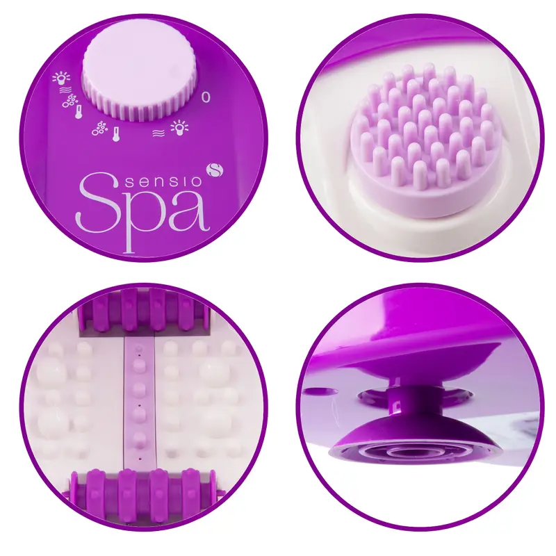 Sensio Spa Foot Spa Massager Pedicure Bath Nine accessories Pamper Your Feet with Heat Bubbles and Massaging Tools All In One Home Salon Therapeutic Massage Tub Pedicure Set White Purple 2