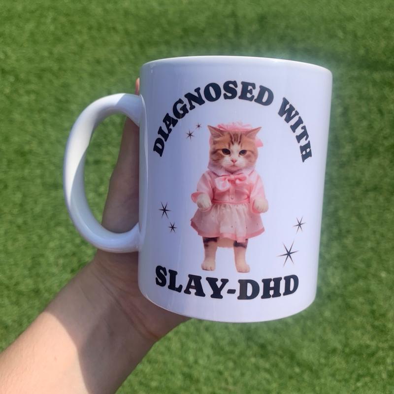 Funny slaydhd cat mug, adhd tea mugs obsession cute girly 5