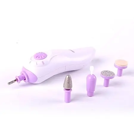 BAUER PROFESSIONAL OPERATED NAIL PERFECT MANICURE AND PEDICURE SET BATTERY OPERATED WOMEN PROFESSIONAL NAIL CARE ,NAIL ART,SMOOTH Gentle Lightweight   Cutics Polish Cutics Polish Purple 4