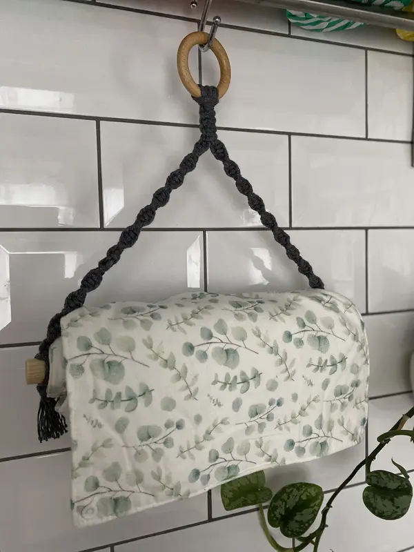 Kitchen paper towel holder, kitchen roll holder wooden, boho farmhouse cottage decor, new home gift for friend, kitchen accessories Hanging Organiser Racks Hook Hangable 6