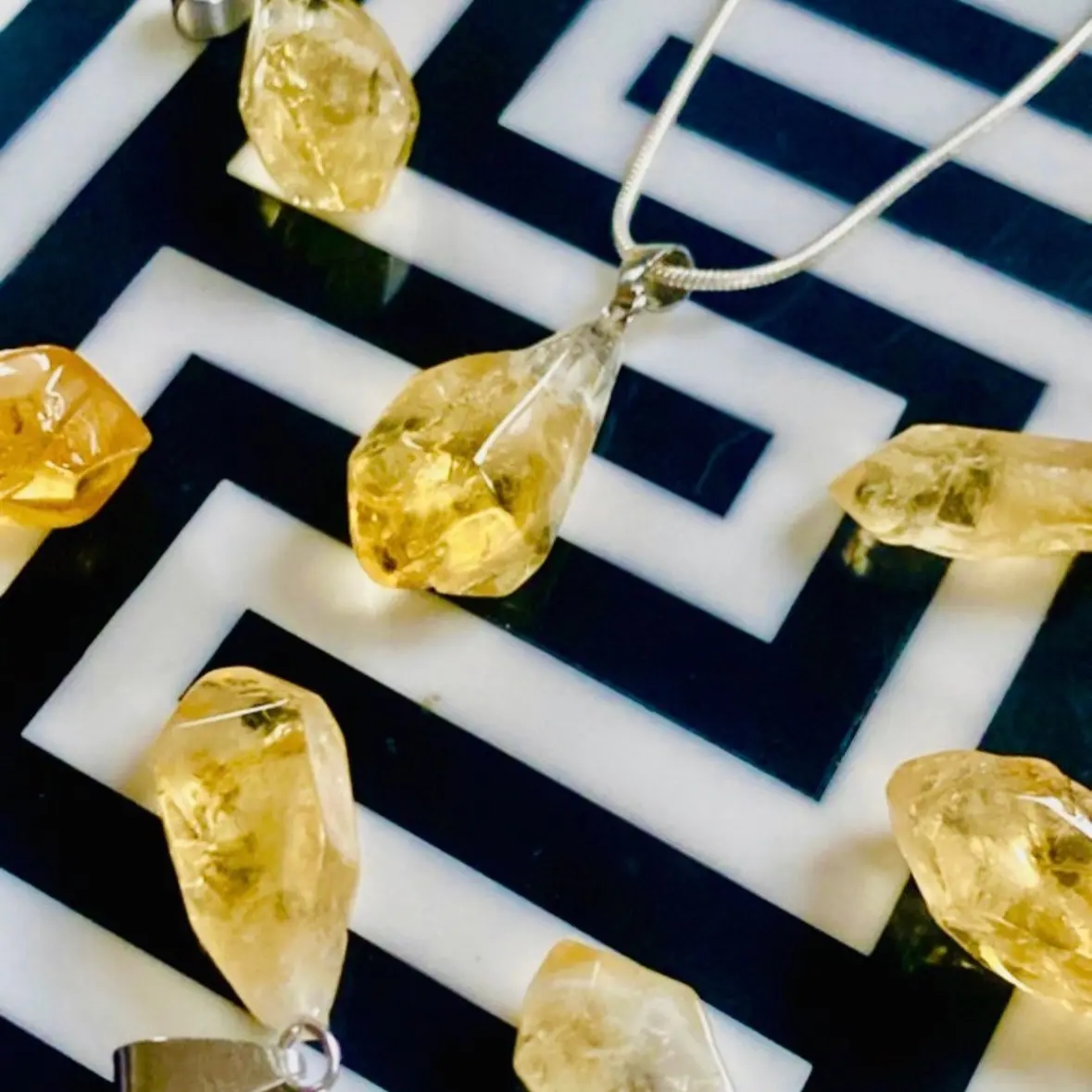 Beautiful Citrine Pendant Necklace - Good luck, Positive Energy, Success, Abundance - Silver Plated-Crystal, Meditation, Reiki Gifts