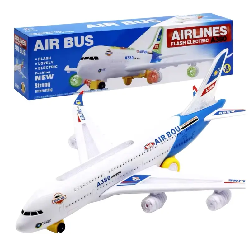 Airplane Toy Kids Airbus A380 Large & Small Size Aeroplane Toys Electric with Flashing Lights LED & Music Bump & Go Educational Toys For Toddlers Children Boy & Girl Best for Birthday Christmas Gifts Present 0