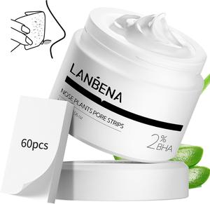 LANBENA Blackhead Mask (30g), 60 Pieces Nose Pore Strips, Note: Cream Goes Dry out/Gunk below 25 Degrees, Place Bottle in Boiling Water to Soften.