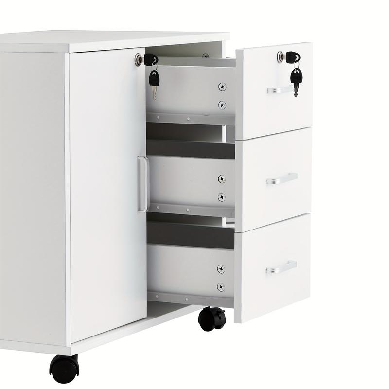 Modern Mobile File Cabinet with Lockable Drawers and Wheels - Spacious 3-Tier Storage for Documents, Books & More - Ideal for Home Office 5