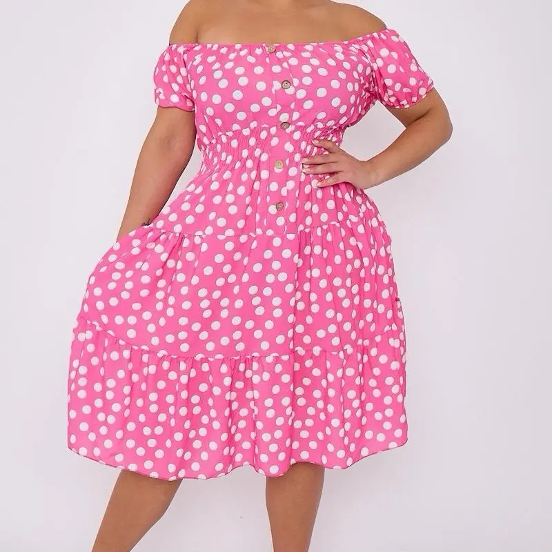 FB CURVE - POLKADOT BUTTON DRESS