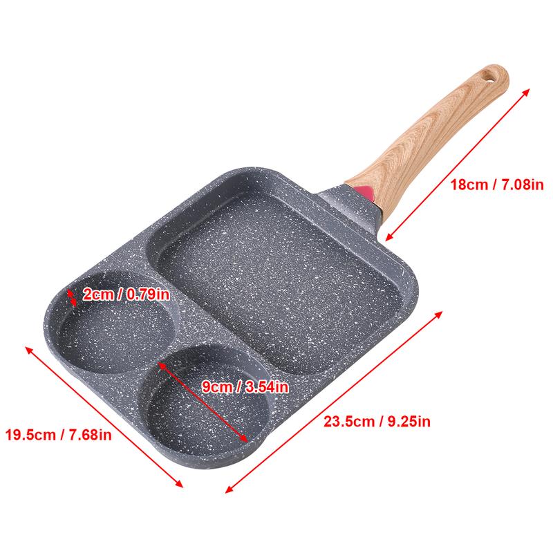 UK 3 in 1 Egg Frying Pan Nonstick Household Steak Frying Pan, Multifunctional Breakfast Pan Burger Pan, Non-stick Multi-purpose Omelette pan, Fried Egg Pan, Pancake Pan for Induction Cooker, Gas Stove, Electric Ceramic Stove 3