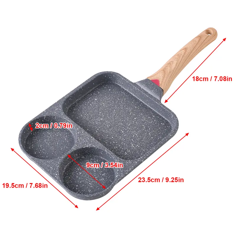UK 3 in 1 Egg Frying Pan Nonstick Household Steak Frying Pan, Multifunctional Breakfast Pan Burger Pan, Non-stick Multi-purpose Omelette pan, Fried Egg Pan, Pancake Pan for Induction Cooker, Gas Stove, Electric Ceramic Stove 2