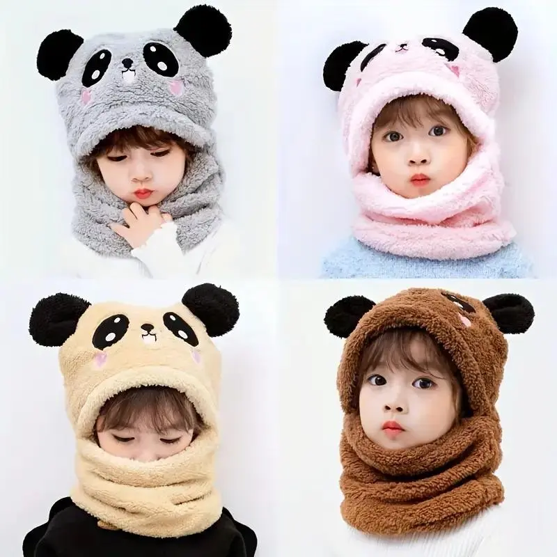 Children's Polyester Cartoon Animal Ear Warmer Hat - 1pc Cozy Fitted Beanie with Soft Thickened Lining, Hand Washable - Fall/Winter Season Festive Thanksgiving Theme Cap with Fasten Closure for Daily Casual Wear, Ages 3-14