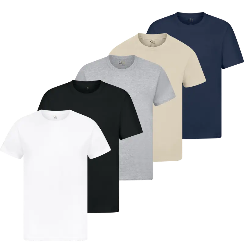 5 Pack Mens T Shirts 100% Cotton Plain Short Sleeve Tee T-Shirt Tops Bulk Menswear Set 7