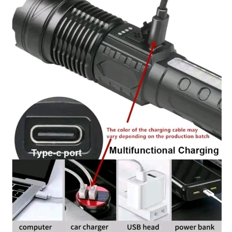 Super Bright Flashlight with USB-C Charging Port and 7 Lighting Modes for Everyday Use, Camping, Walks, Hiking, and Working - High Power LED Torch 5