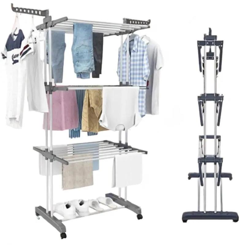 Extra Large 4-Tier Foldable Laundry Dryer Rack with Hangable Accessories for Outdoor and Bedroom Clothes Drying Hanger - Durable Drying Racks lakeland  heated 1