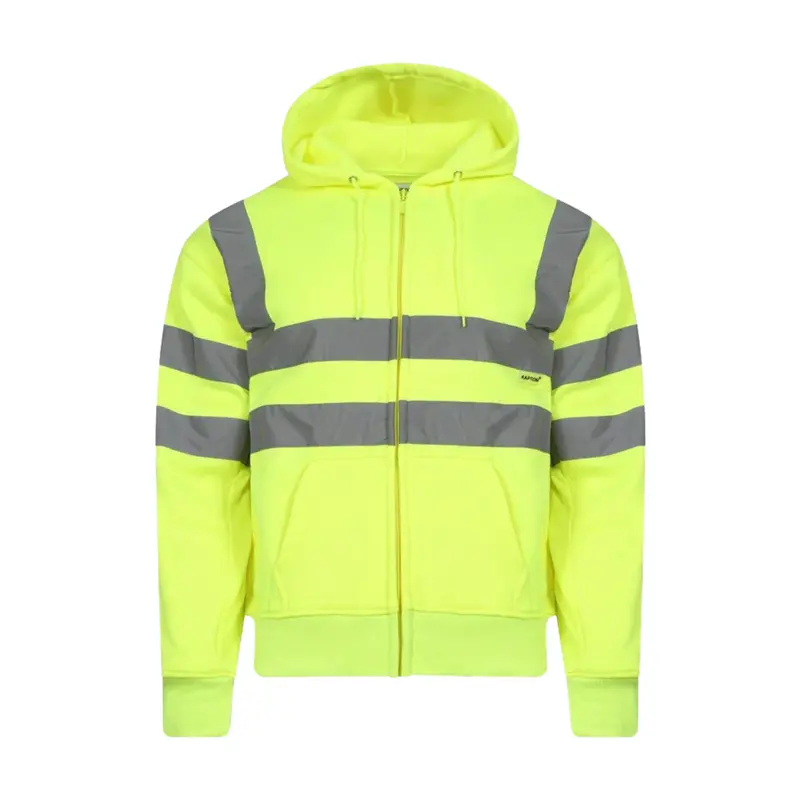 Hi Viz Reflective Tape Zipper Hoodie | Hi Viz, Soft Stretch Material, Durable Full Zip Uniforms , Long Sleeve Menswear Comfortable Relaxed Fit, Machine Washable, waterproof Sweatshirts Hoodie Tops 1