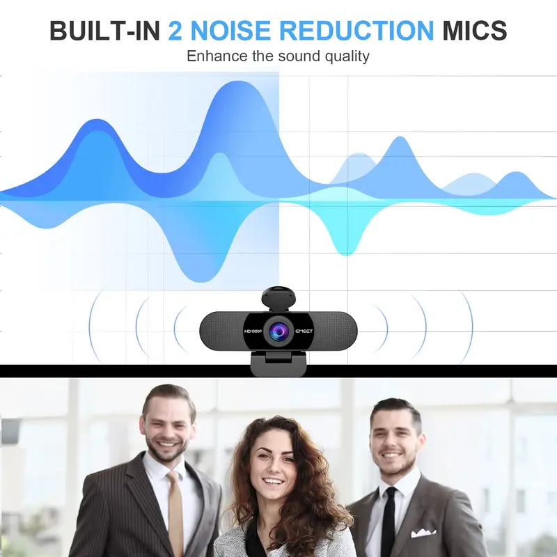 1080P Webcam for PC, EMEET C960 2K 4K Webcam with Microphone, 2 Mics Web Camera, 90°View Streaming Webcam, Plug and Play USB Webcam for Laptop/Desktop, Online Calling/Conference 4