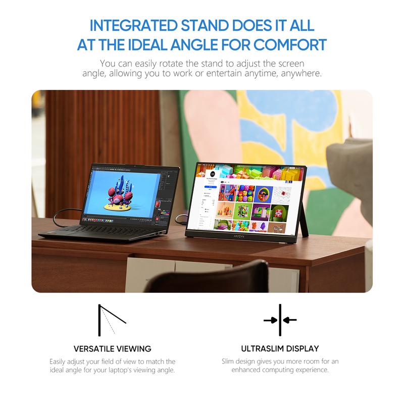 ARZOPA Portable Monitor A1M 17.3 Inch 1920×1080 FHD, 100% SRGB 60Hz IPS Monitor Screen with HDMI/Type-C/USB-C, Eye Care Gaming Portable Screen, Dual Built-in Speaker for Laptop/PC/Mac/PS3/PS6/Xbox/Phone, Newyear gift 7