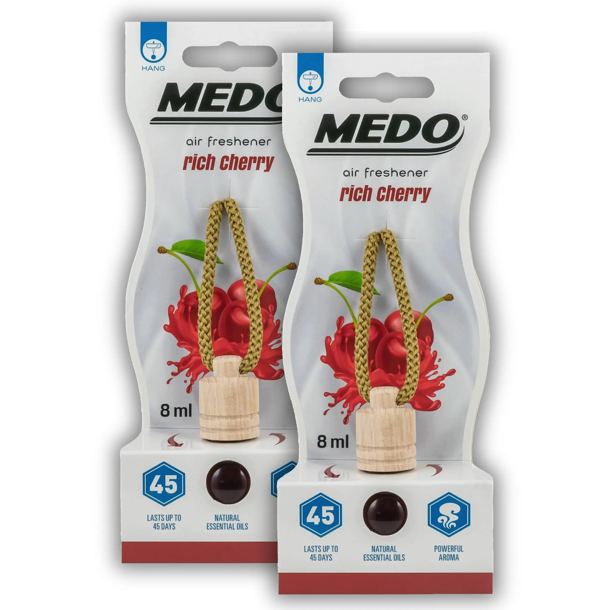 MEDO Glass Jar Hanging Car Air Freshener, 45 Day, Long-lasting Fragrance with Natural Essential Oils for Car Interior Home & Office