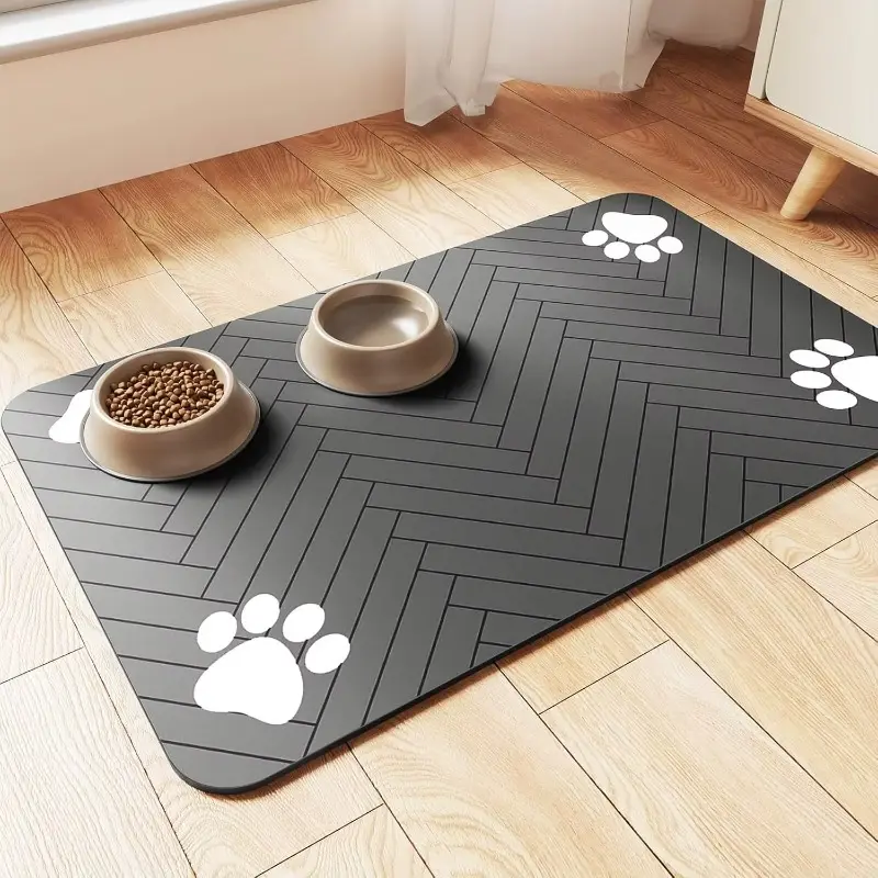 Pet Feeding Mat-Absorbent Pet Placemat for Food and Water Bowl, with Waterproof Rubber Backing, Quick Dry Water Mat for Dog Cat 1