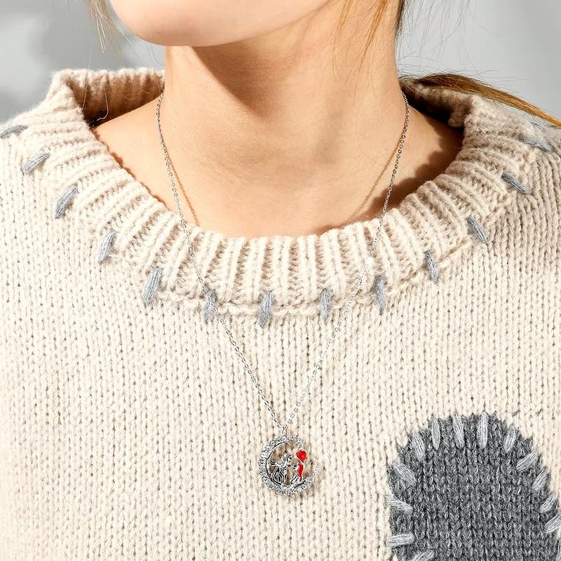 Love Always Red Heart Necklace Gift for Fans of The Nightmare Before Christmas - Jack & Sally 2