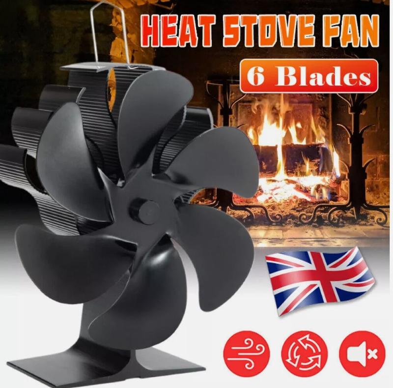6 Blade Stove Fan Heat Powered Wood Log Burner Top Fire Burning Fan Eco Friendly 0