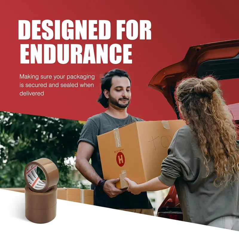 Merrimen Strong Heavy Duty Roll Pack Brown Packaging Tape, Secure Sticky Sealing Tape for Parcel Boxes, Moving Boxes, Large Postal Bags for Long Term Storage, (48MM x 66M) (3 rolls, Brown) 1