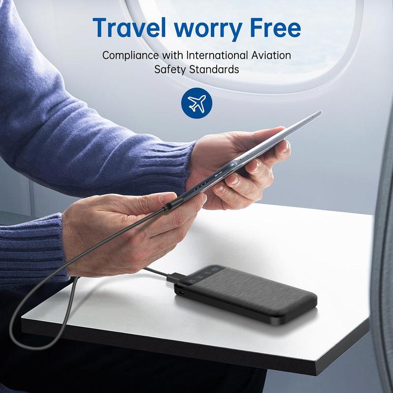 Power Bank 10000mAh Portable Charger Slim External Battery Pack with 2 USB 2.4A Outputs and USB C in/Out Compatible 2