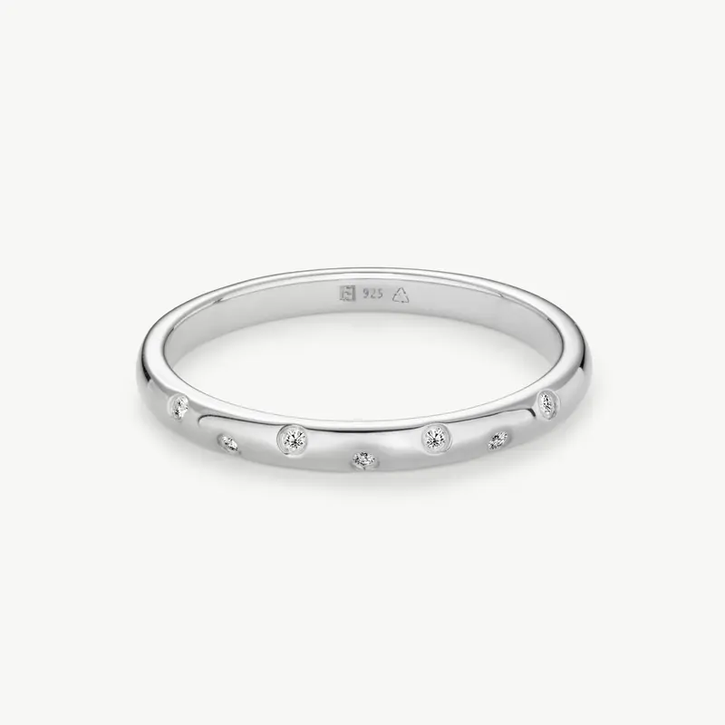 Lab Grown Diamond Sparkle Ring - 7 Brilliant Cut Diamonds D/E/F VVS/VS - Gold Vermeil or Sterling Silver 4