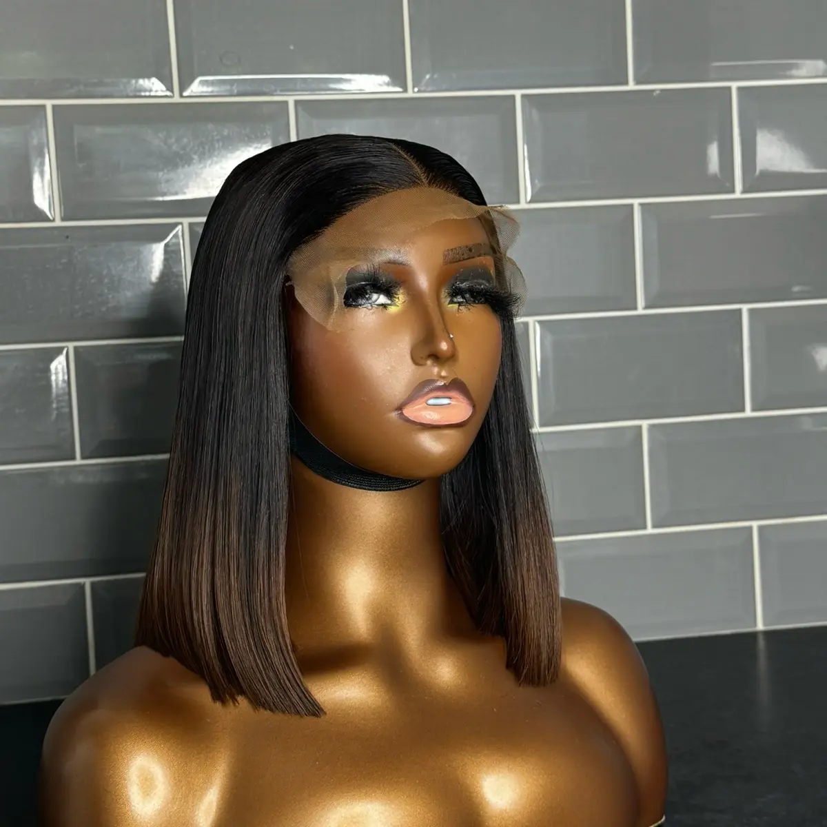 12” SDD 5*5 bone straight lace closure wig