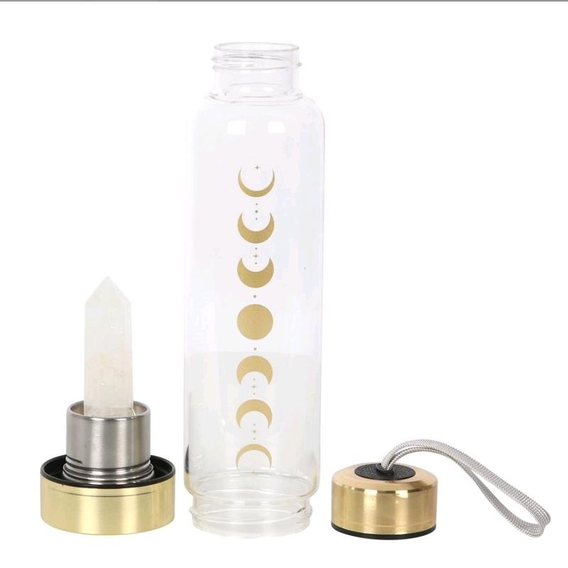 Luna phase clear quartz tower moon glass bottle 1