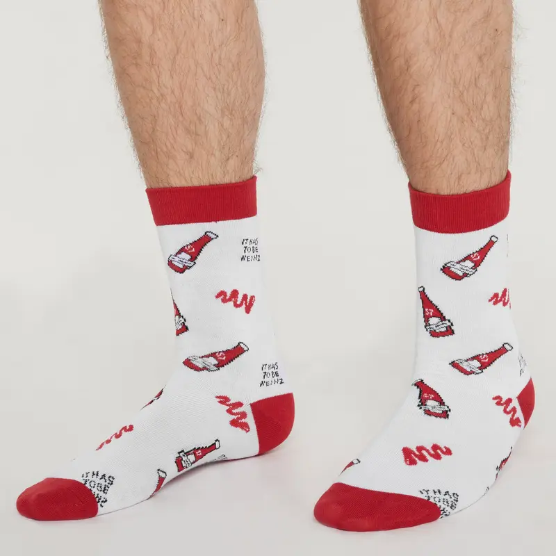 HEINZ Mens Socks Pack of 3 Ketchup Crew Socks for Men 3