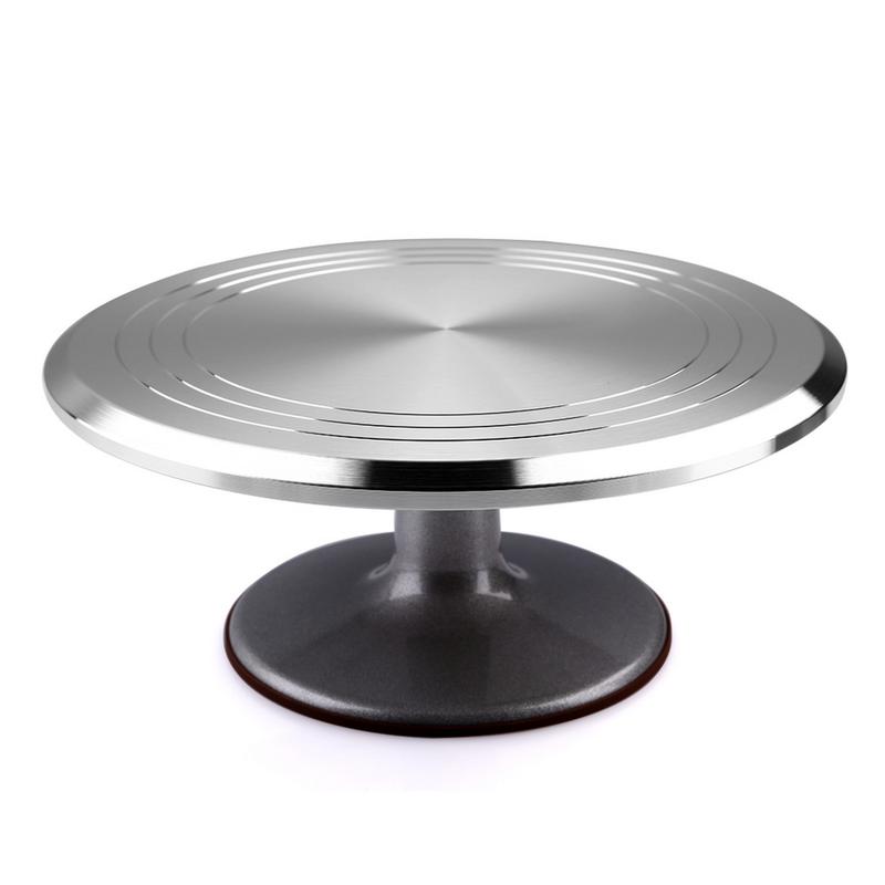 Uten 12 inch Aluminium Cake Stands, Flexible Cake Smooth Turntable Mold,  Cake Decorating Display Stand, Revolving Metal Cake Stand with Non-Slip Rubber Bottom Rotating Smoother 2