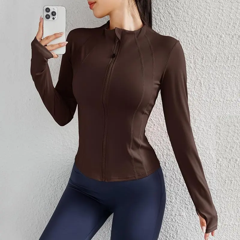 Sport Outfit Zip Up Winter Women Running Jackets Workout Gym Fitness Women Jackets With Coat Thumb Holes 4