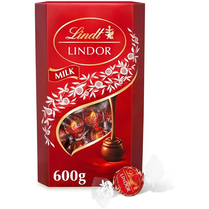 Lindt Lindor Milk Chocolate Truffles Extra Large Box - 48 Balls, 600g - Smooth Melting Filling - Perfect Gift for Valentine’s Day, Birthdays, or Sharing