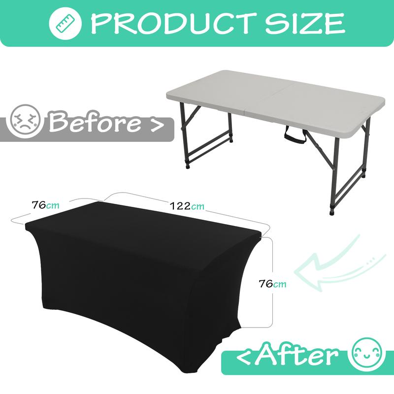 Rainberg 6ft & 4ft Stretchable Tablecloths for Rectangle Tables, Table Cover, Fitted Spandex Rectangular Folding Table Cover, For Wedding, Party, Home decorations 2