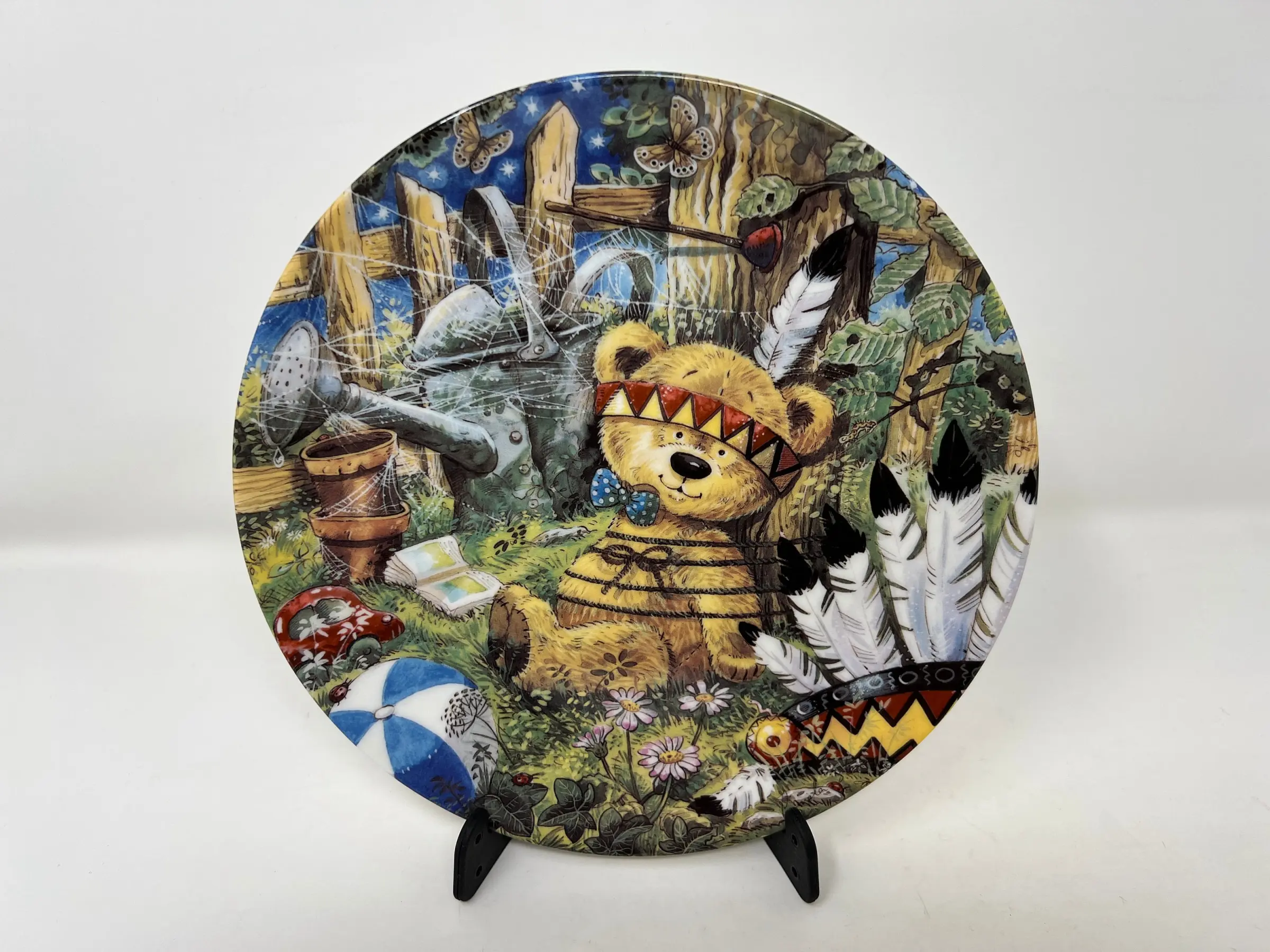 Teddy the Indian, Coalport Fine Bone China Plates, Nursery Decoration, Collectors Plate, By Pamela Storey, Wall hanging Plate