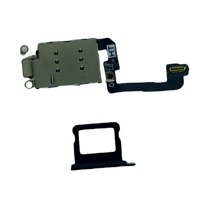 Dual Sim Reader and Sim Tray Compatible With iPhone 16 Plus Black 1