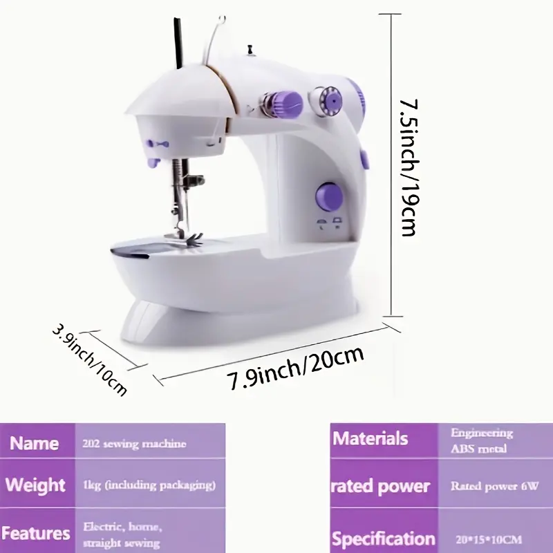 1/2pcs Portable Multifunctional Sewing Machine, Household Mini Electric Sewing Machine, Dual Line 2-speed Desktop Sewing Machine with Pedal Night Light, Suitable for Beginners, Household, Christmas Gifts, Holiday Gifts, Birthday Gifts, Violet 5