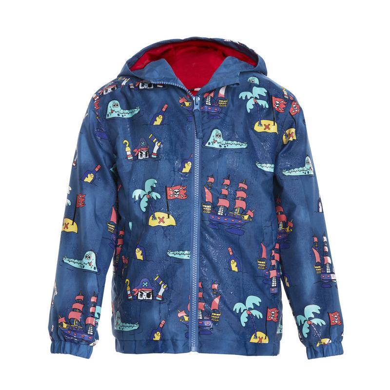 Boys Pirate Colour Changing Raincoat Jacket Coat Children Kids Reusable Blue 1