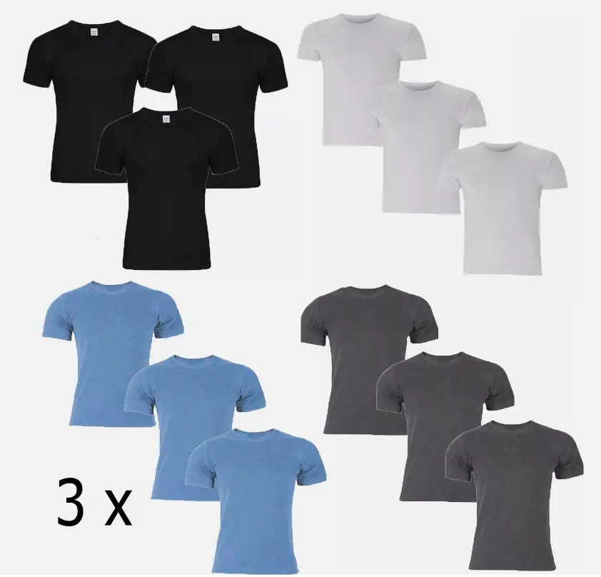 Pack of 3 Men's Thermal T-Shirt 0.45 Tog Rating Base Layer Heat Trap Brushed Top Vest - Menswear, Shirt