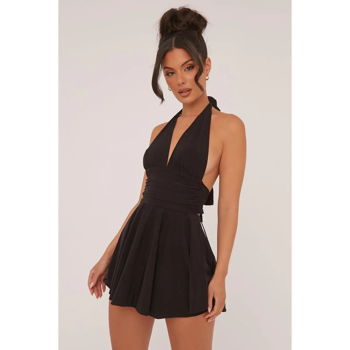 Pippa Halter Plunge Neck Mini Dress