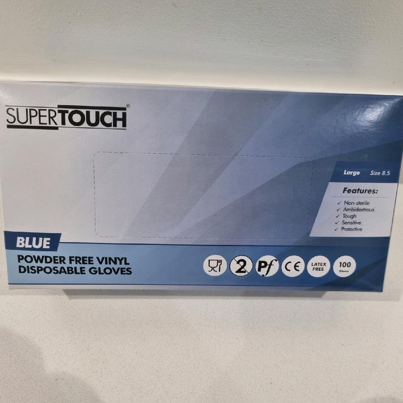 Supertouch 100 Blue Vinyl Disposable Gloves Sizes S/M/L/XL Available Powderfree Foodsafe Cleaning  Latex Free 5