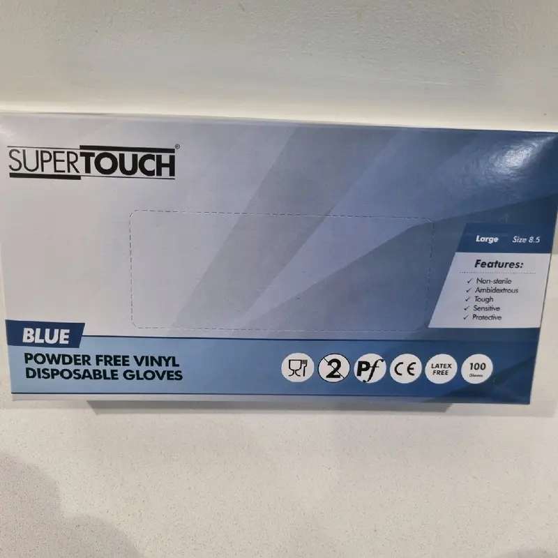 Supertouch 100 Blue Vinyl Disposable Gloves Sizes S/M/L/XL Available Powderfree Foodsafe Cleaning  Latex Free 5